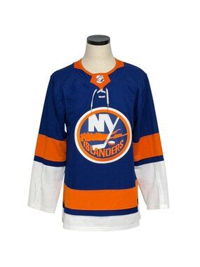 Adidas Primegreen New York Islanders Jersey With Fight Strap Size 46 Blue Orange